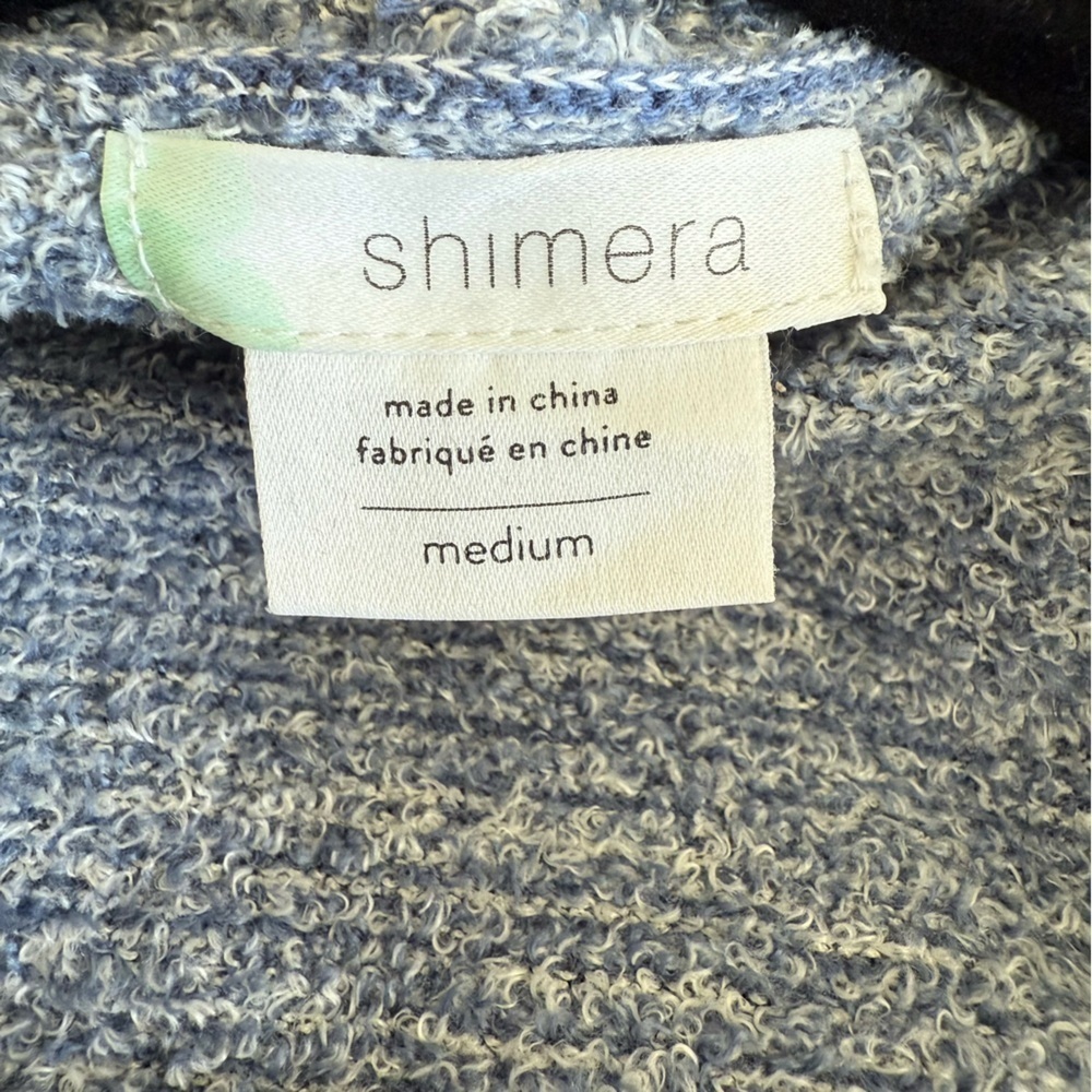 Shimera Cozy Soft Blue & White Fuzzy Open Front Hi Low Cardigan Medium - Picture 10 of 12